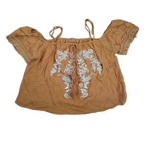 💕Charlotte Russe‎ off shoulder top Boho Hippie Crop Top Size M